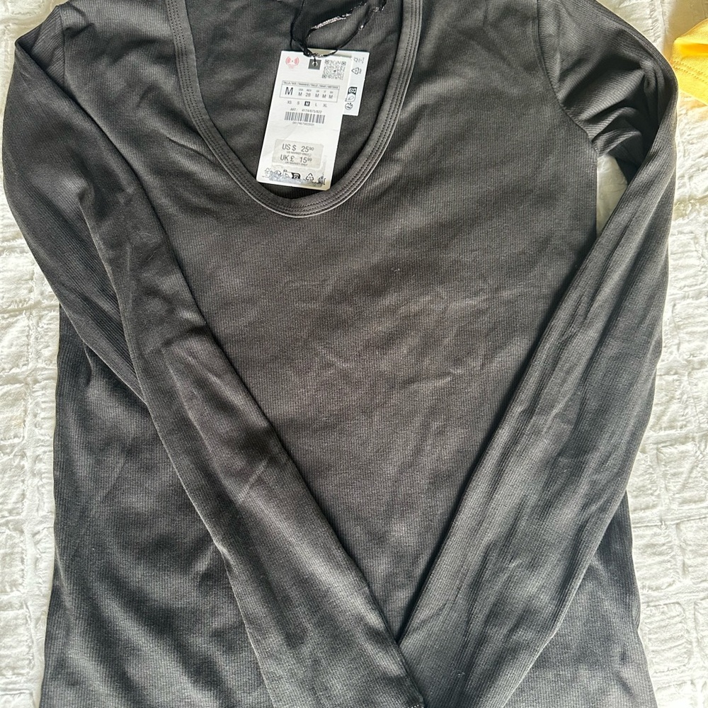 Zara Charcoal Long Sleeve Women's Tee